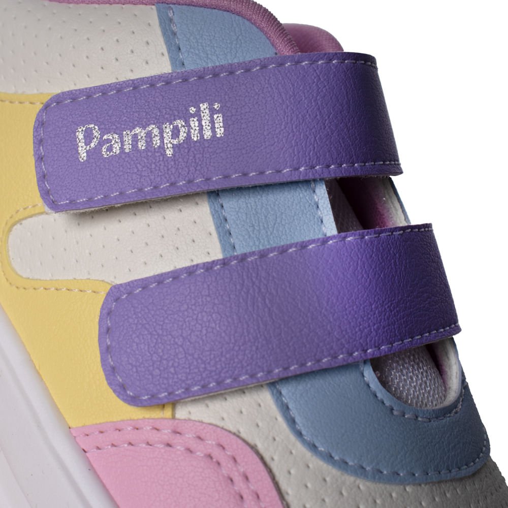 Tênis Infantil Pampili Napa Branco/Multicolor Multicores 5