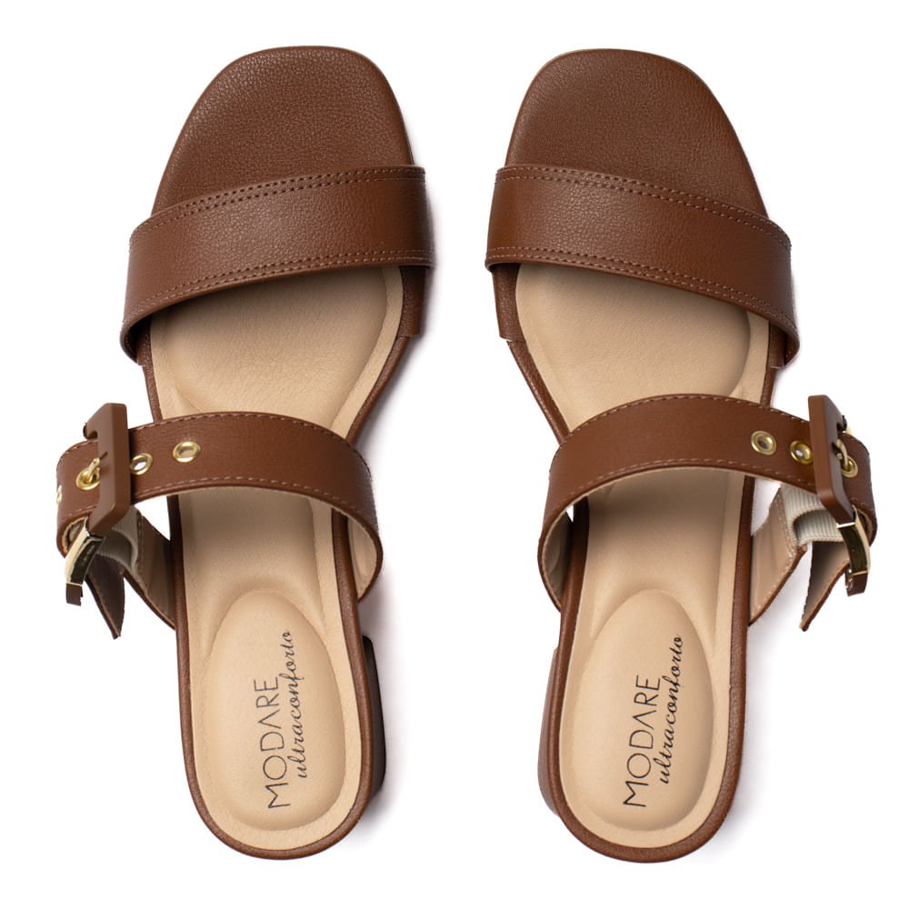 Tamanco Feminino Modare Calce Fácil Salto Bloco Avelã/Bege Marrom 4