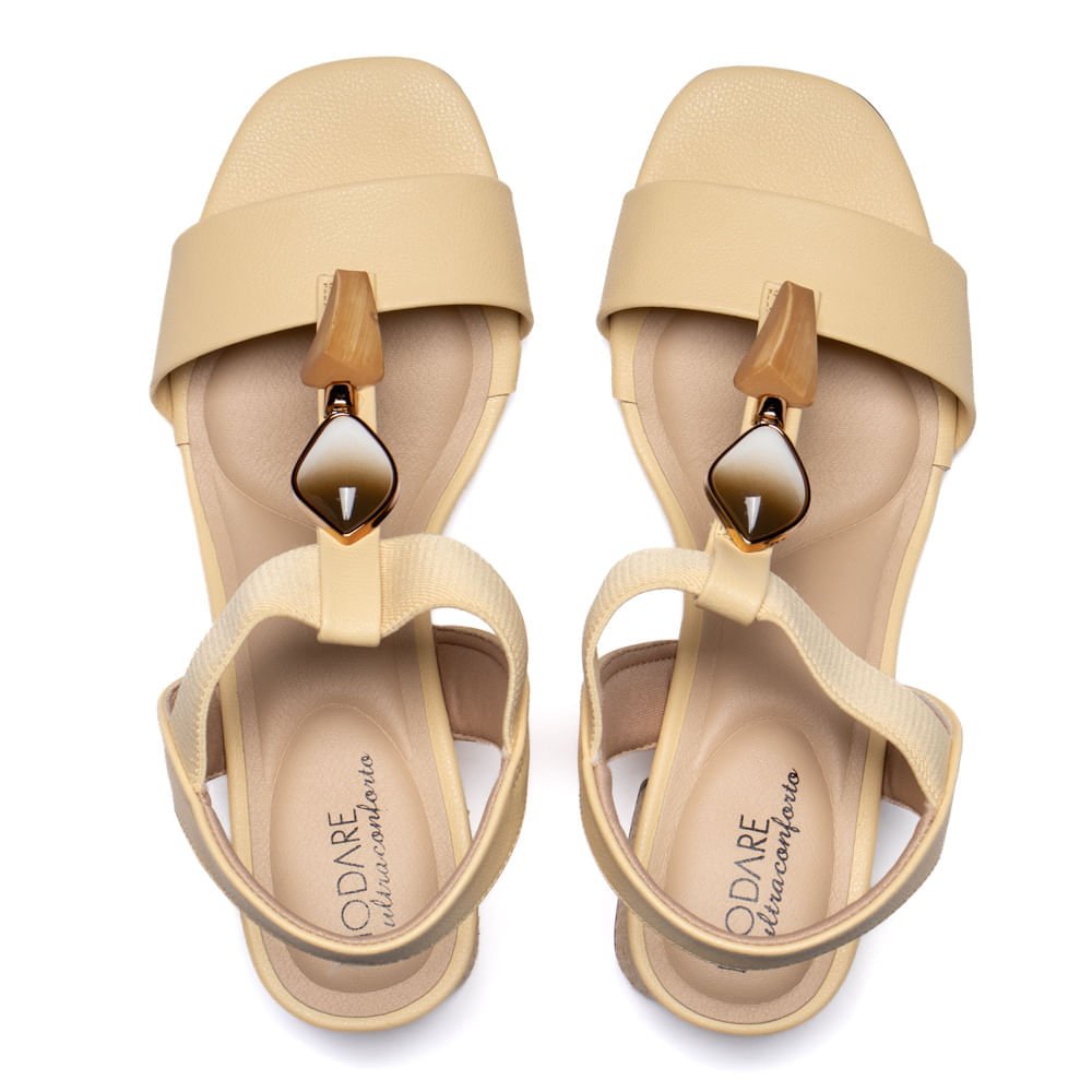 Sandália Feminina Modare Salto Bloco Napa Bege Bege 4