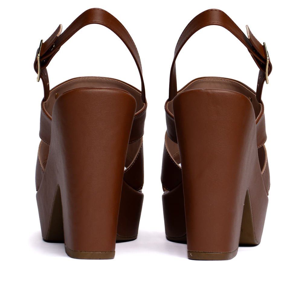 Sandália Feminina Meia Pata Napa Tiras Marrom Marrom 3