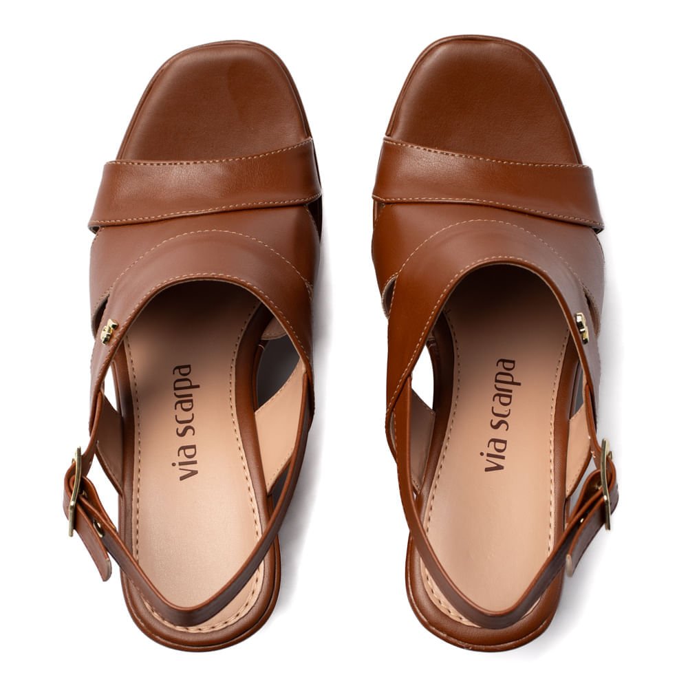 Sandália Feminina Meia Pata Napa Tiras Marrom Marrom 4