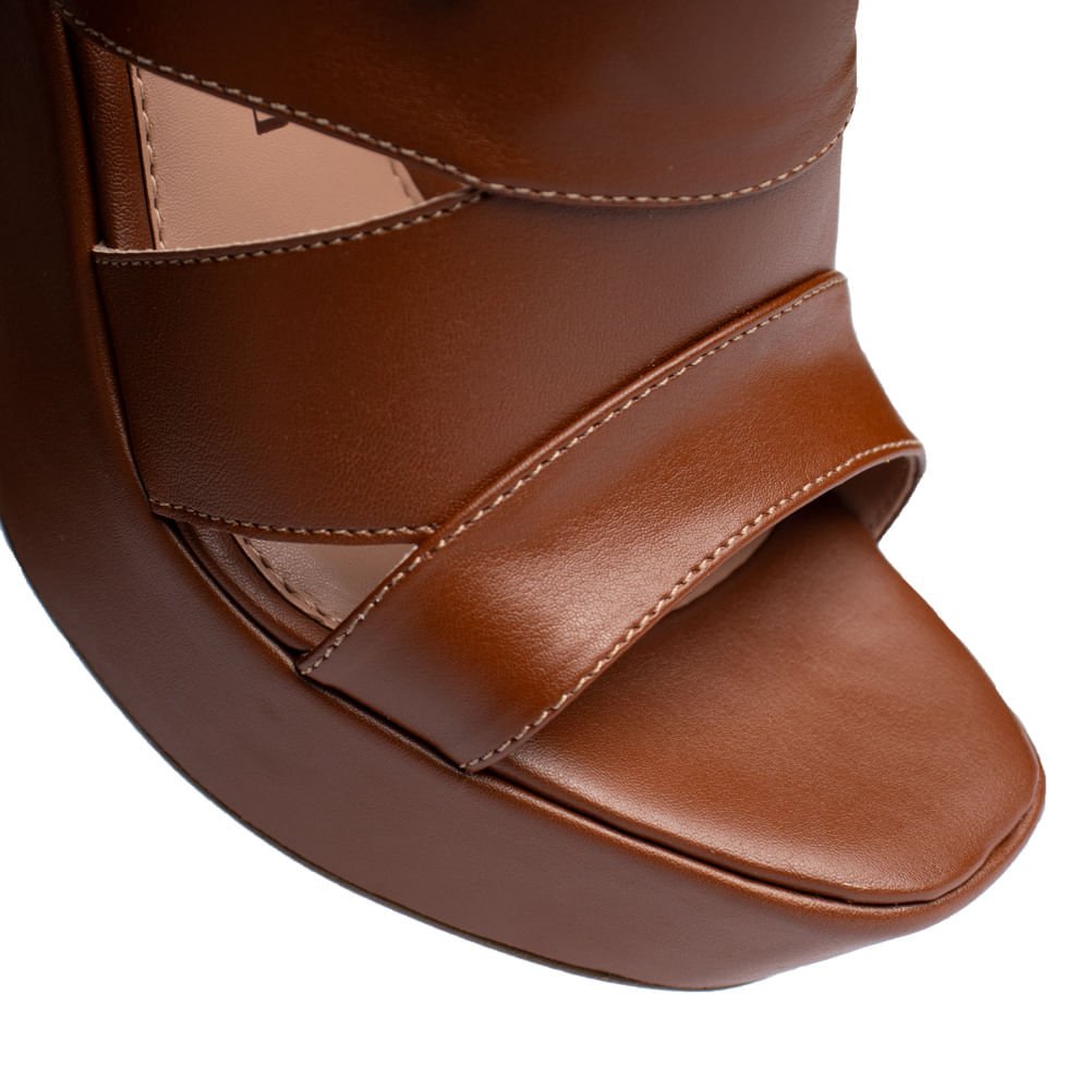 Sandália Feminina Meia Pata Napa Tiras Marrom Marrom 6