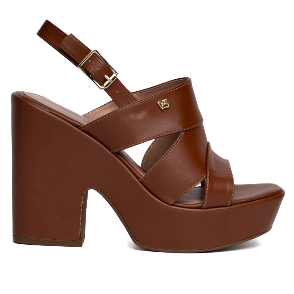 Sandália Feminina Meia Pata Napa Tiras Marrom Marrom 1