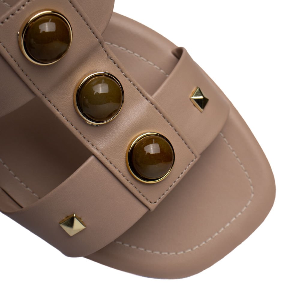 Rasteira Feminina Via Scarpa Aplicações Bege Médio Bege 5