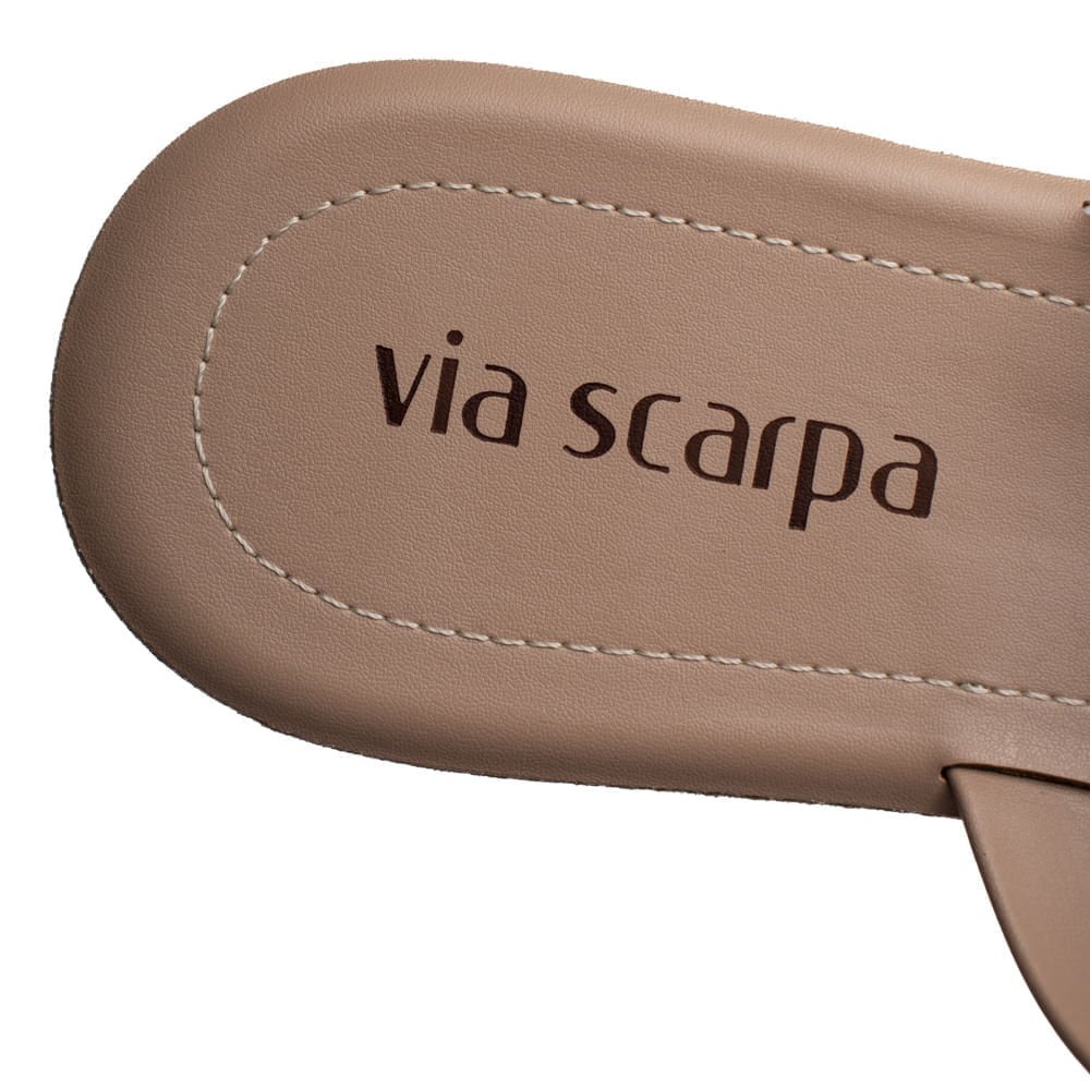 Rasteira Feminina Via Scarpa Aplicações Bege Médio Bege 6