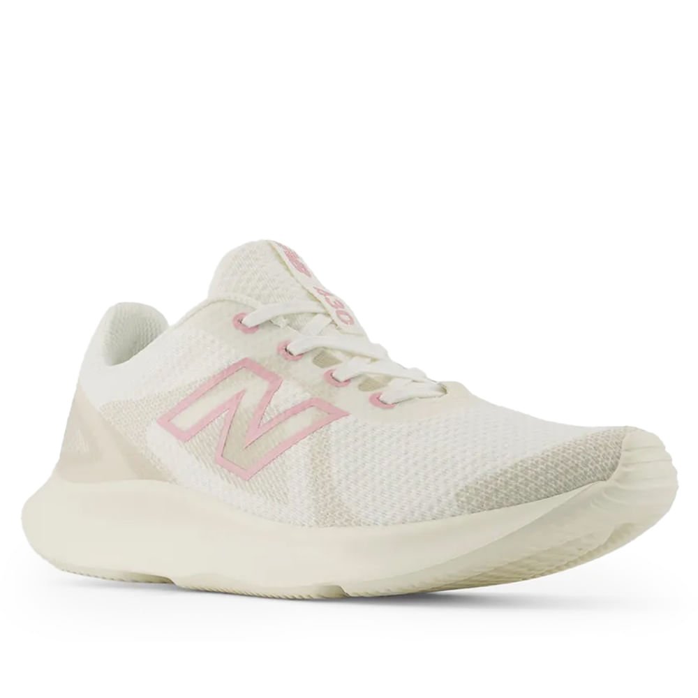 Tênis Feminino New Balance 430 V4 Corrida Branco/Rosa/Bege Branco/Rosa 3