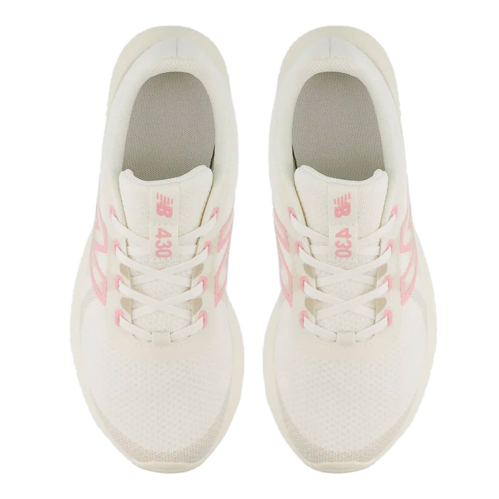 Tênis Feminino New Balance 430 V4 Corrida Branco/Rosa/Bege Branco/Rosa 4