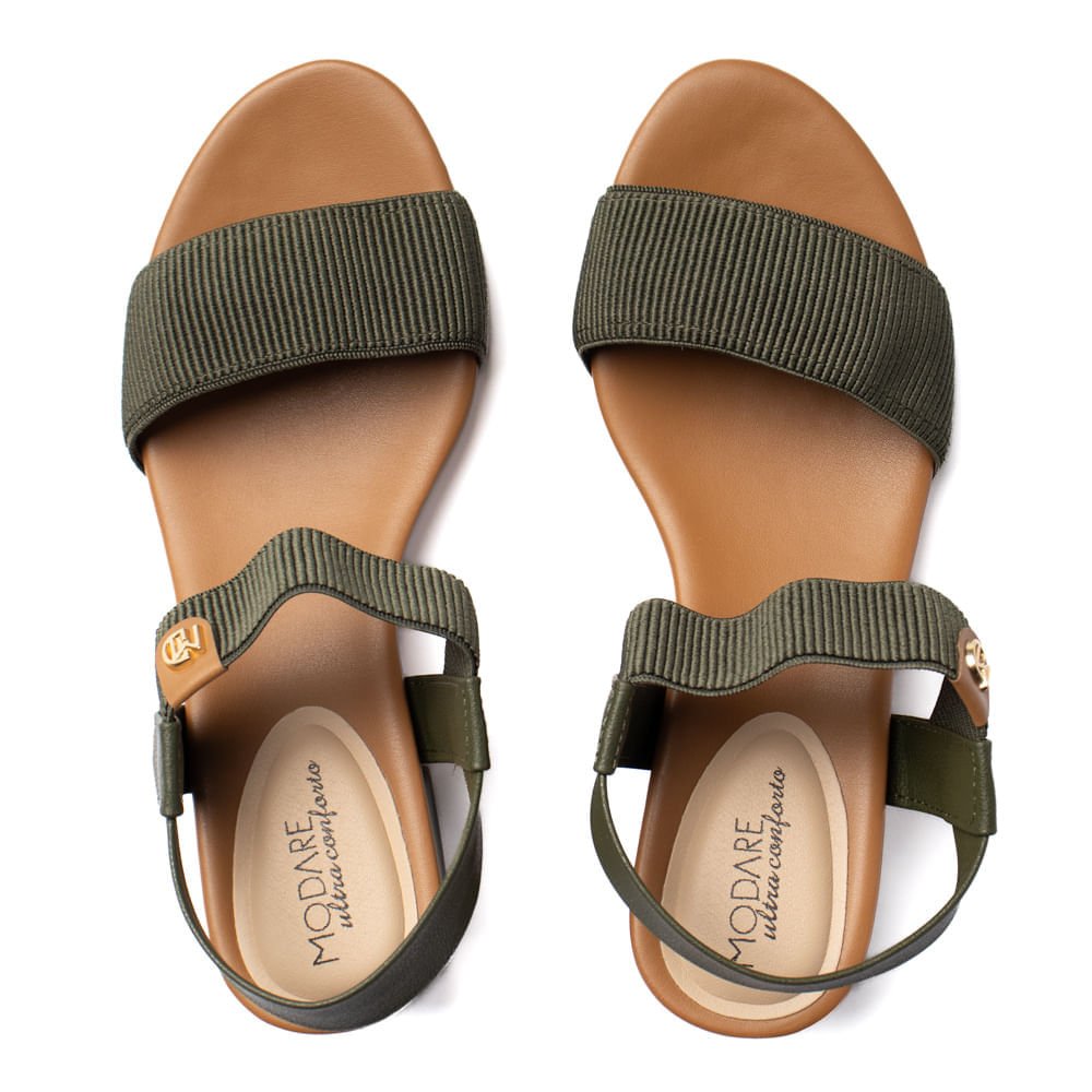 Sandália Feminina Modare Elástico Canelado Verde/Marrom Verde 4