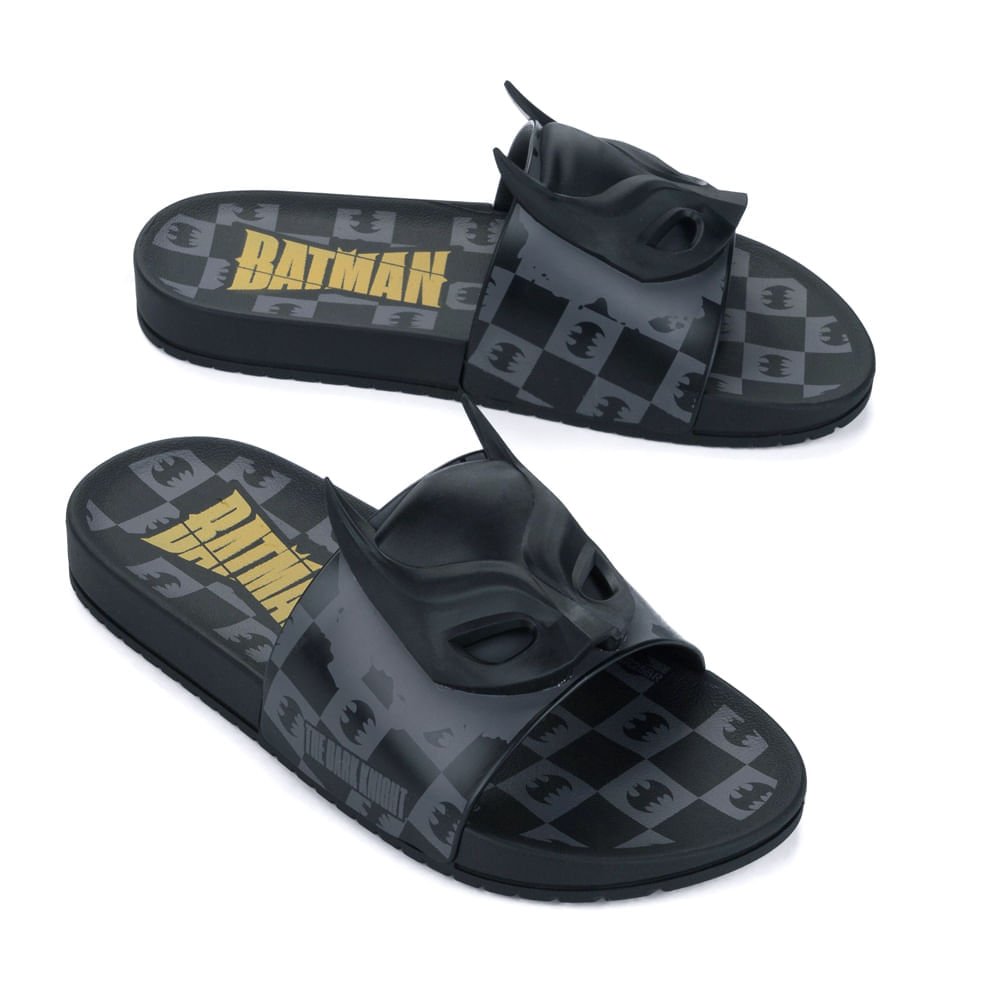 Chinelo Slide Infantil Grendene Batman Adventure Preto Preto 3