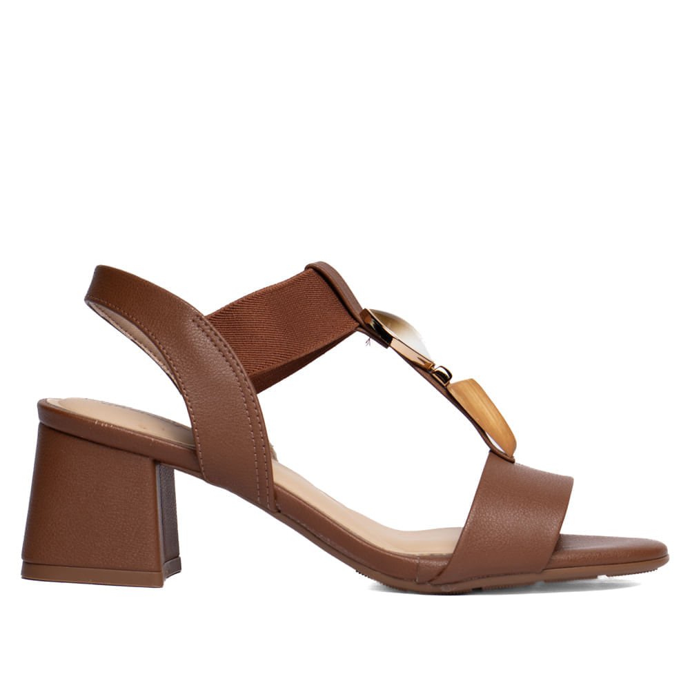 Sandália Feminina Modare Salto Bloco Napa Avelã