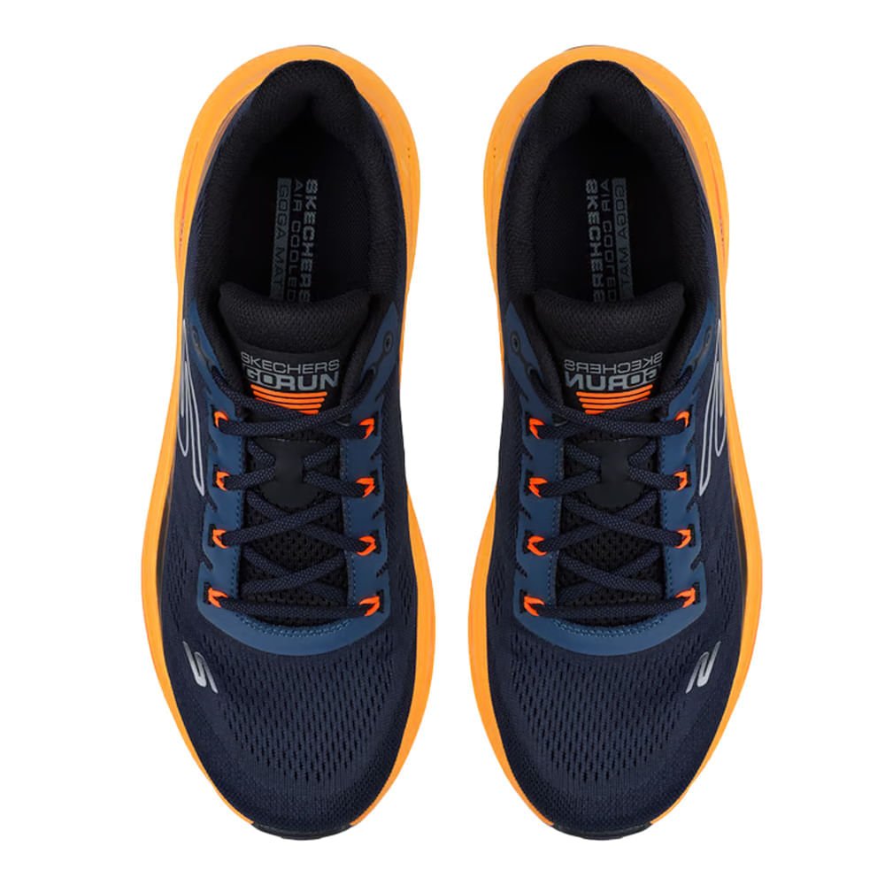 Tênis Masculino Skechers Max Cushioning Propulsion Preto Azul/Laranja 4
