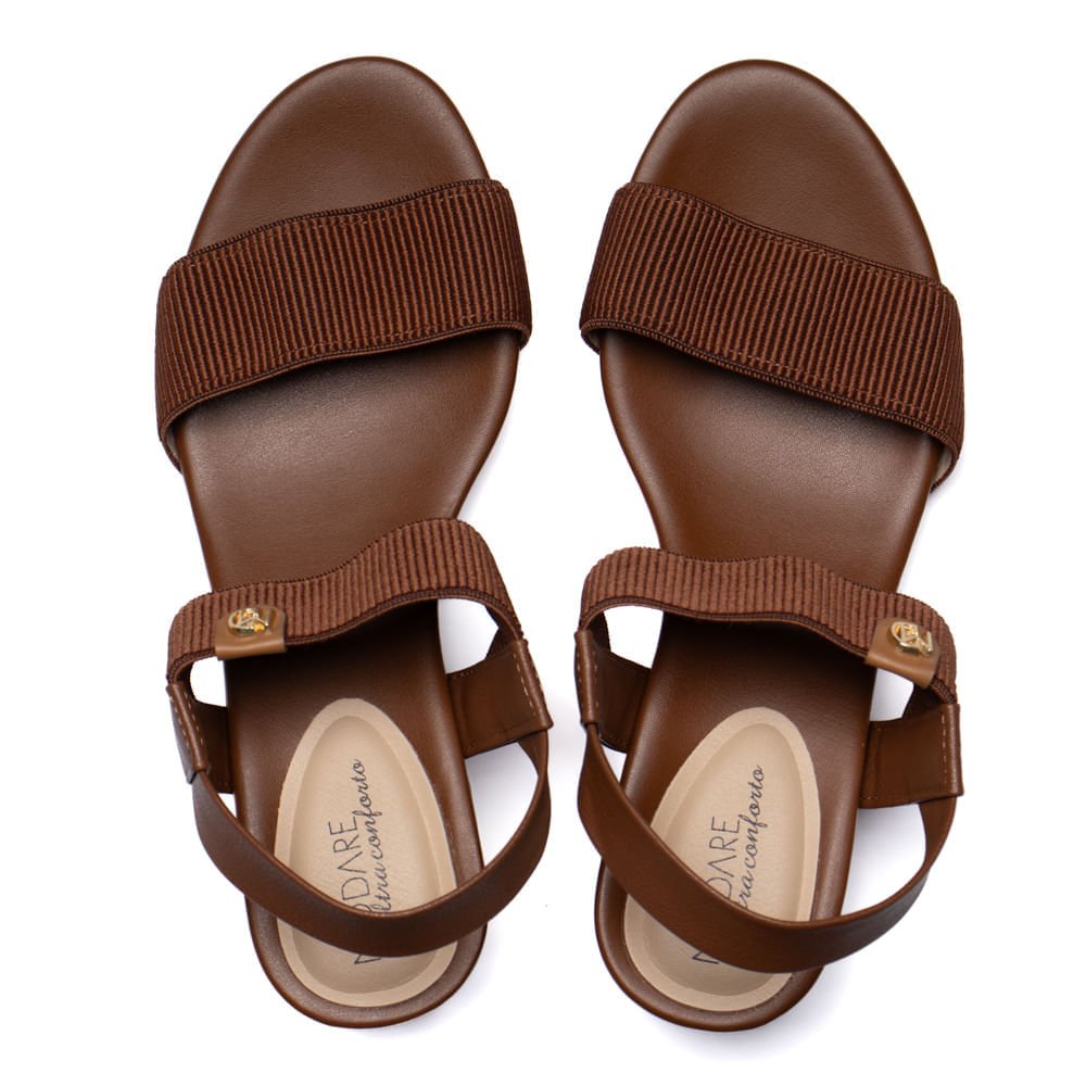 Sandália Feminina Modare Elástico Canelado Marrom Marrom 3