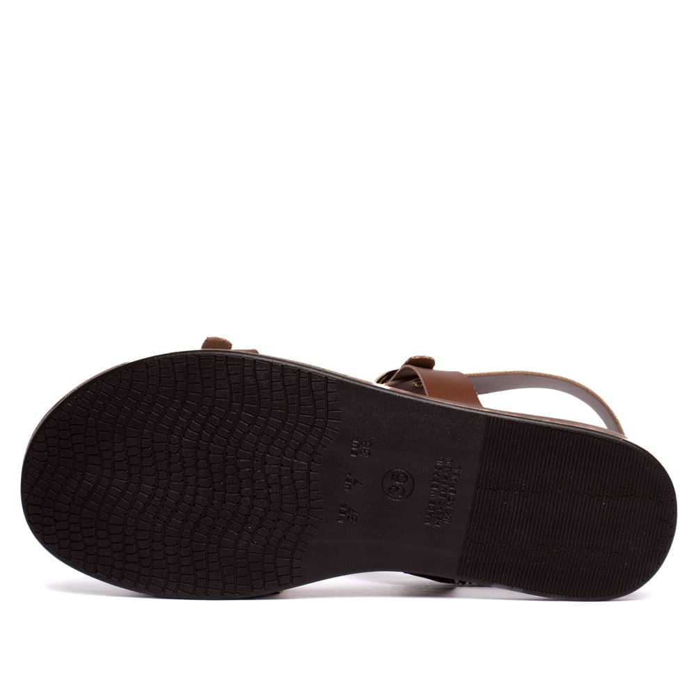 Sandália Rasteira Feminina Via Scarpa Fivelas Dourada Marrom Marrom 2