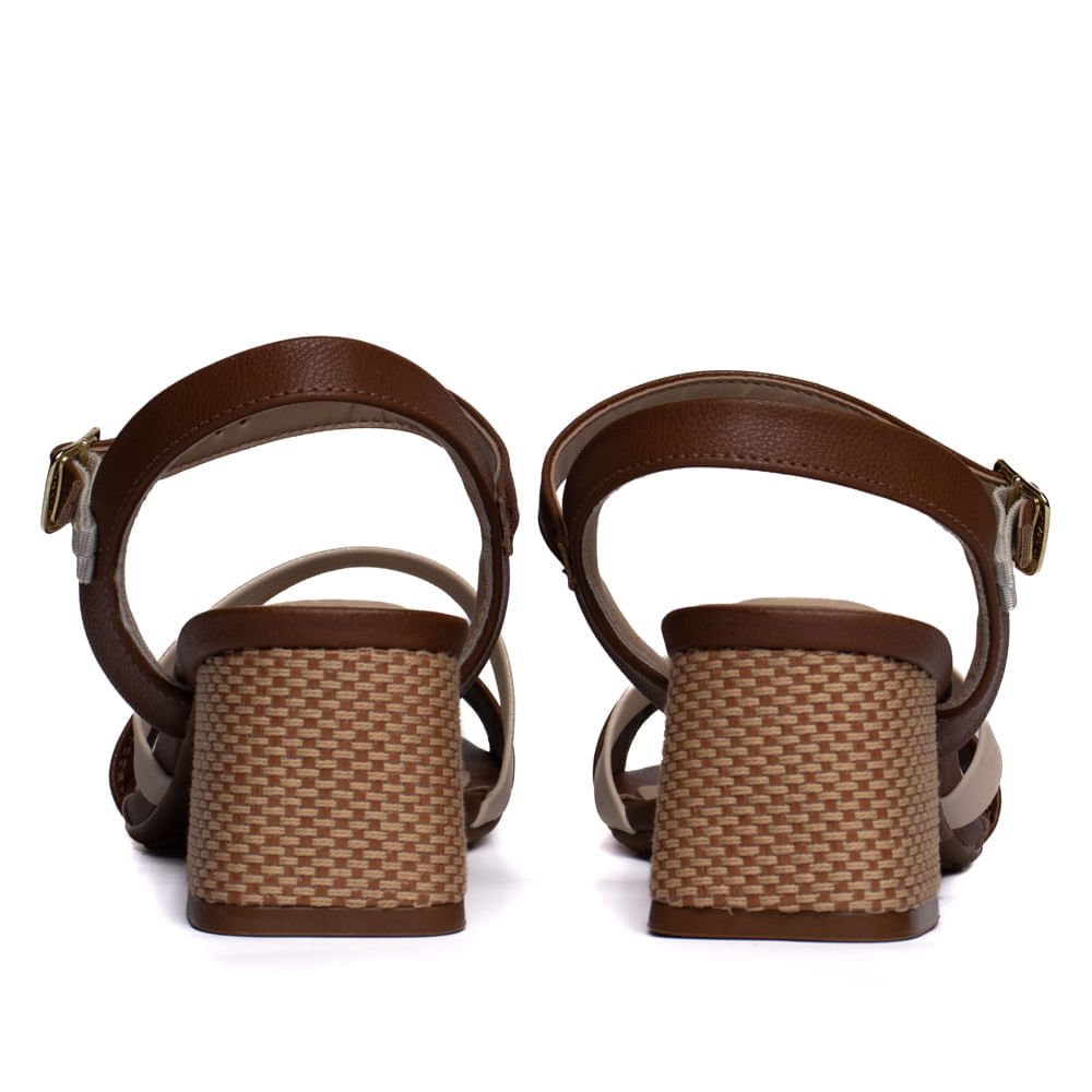 Sandália Feminina Modare Salto Texturizado Marrom/Creme Marrom/Bege 3