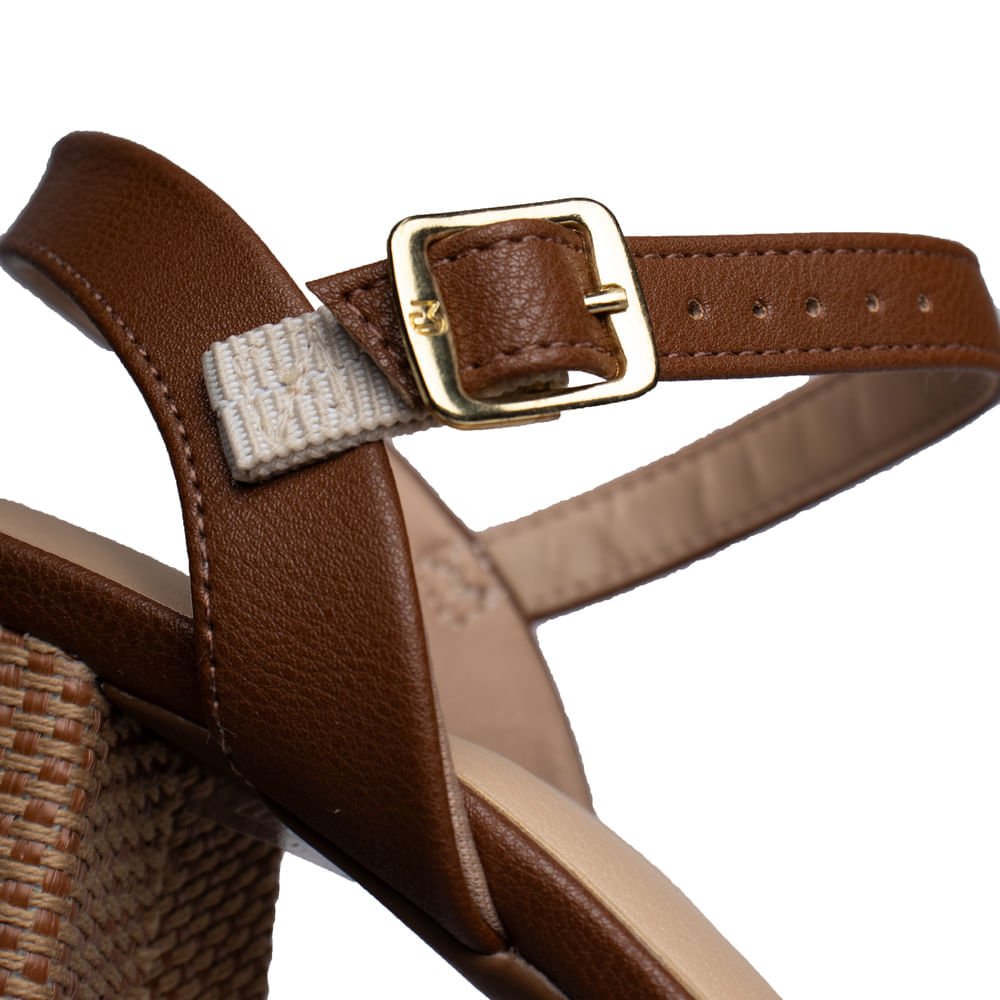 Sandália Feminina Modare Salto Texturizado Marrom/Creme Marrom/Bege 5