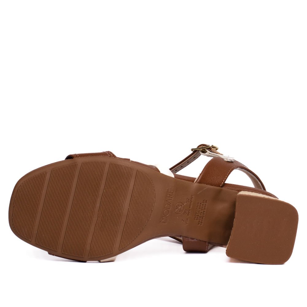 Sandália Feminina Modare Salto Texturizado Marrom/Creme Marrom/Bege 2