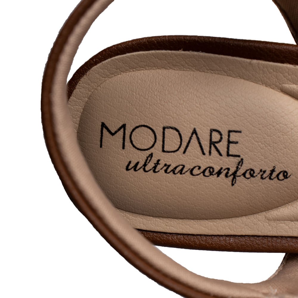 Sandália Feminina Modare Salto Texturizado Marrom/Creme Marrom/Bege 5