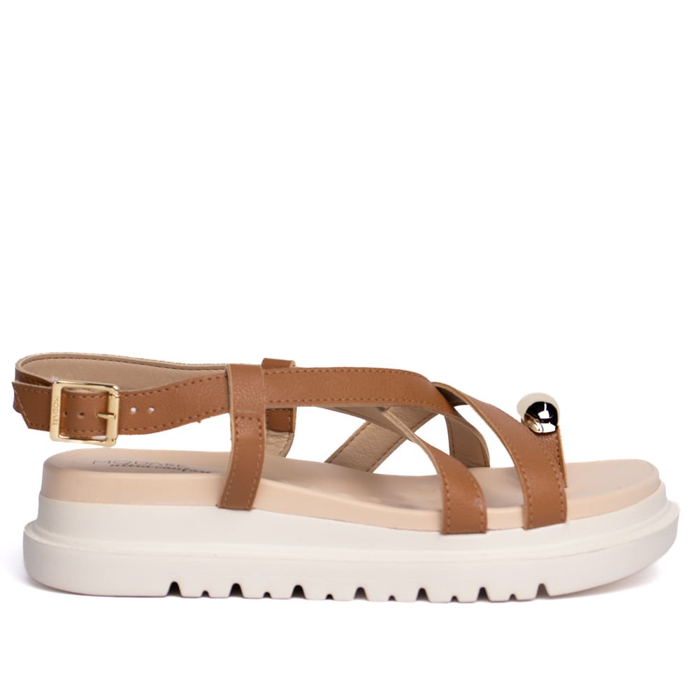 Sandália Feminina Modare Reflex Sense Flatform Marrom/Bege