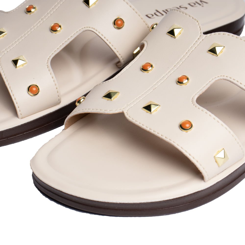 Rasteira Slide Feminina Via Scarpa Bege Claro Bege Claro 5