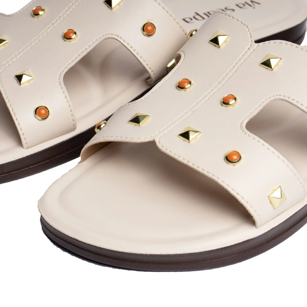 Rasteira Slide Feminina Via Scarpa Bege Claro Bege Claro 5