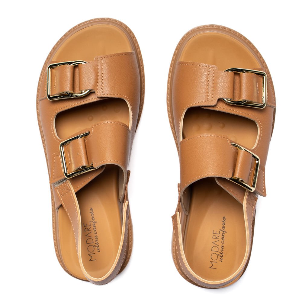 Sandália Feminina Modare Flatform Fivelas Caramelo/Bege Caramelo 4