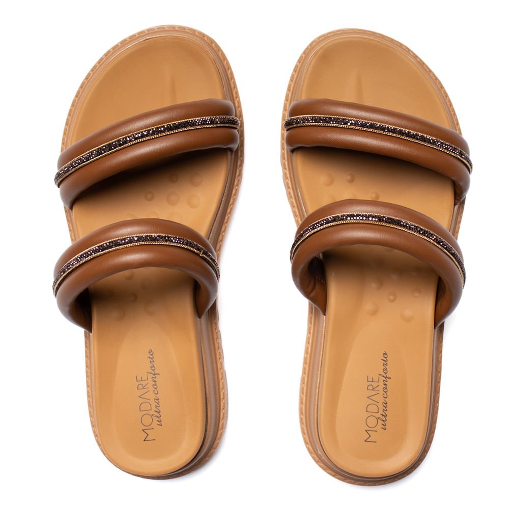 Tamanco Feminino Modare Flatform Tiras Strass Avelã Avelã 4