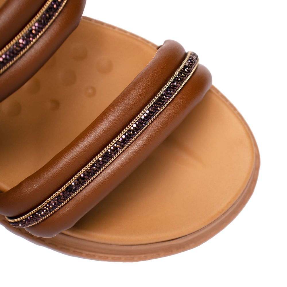 Tamanco Feminino Modare Flatform Tiras Strass Avelã Avelã 5