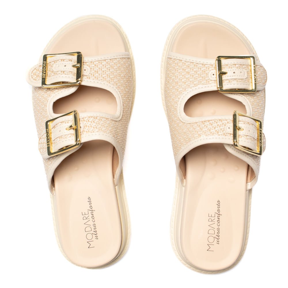 Tamanco Feminino Modare Soft Touch Creme/Dourado Creme 4