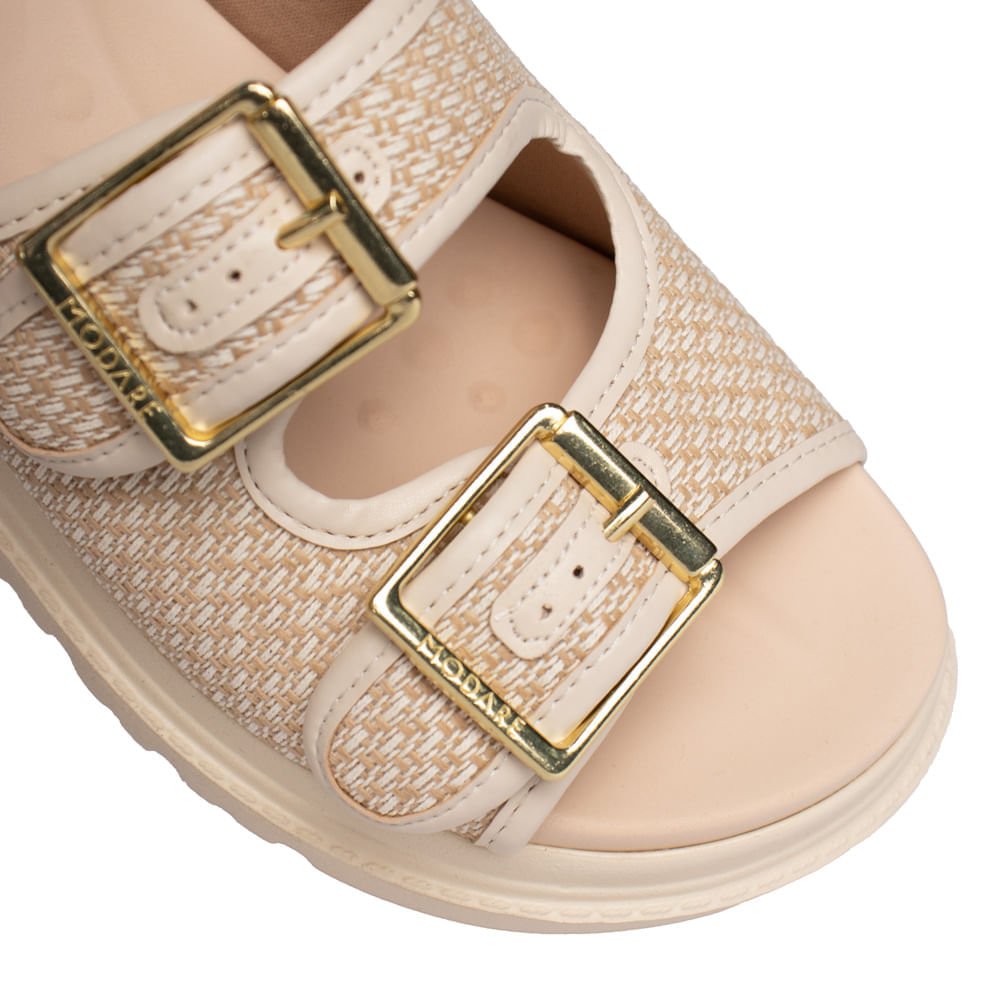 Tamanco Feminino Modare Soft Touch Creme/Dourado Creme 5