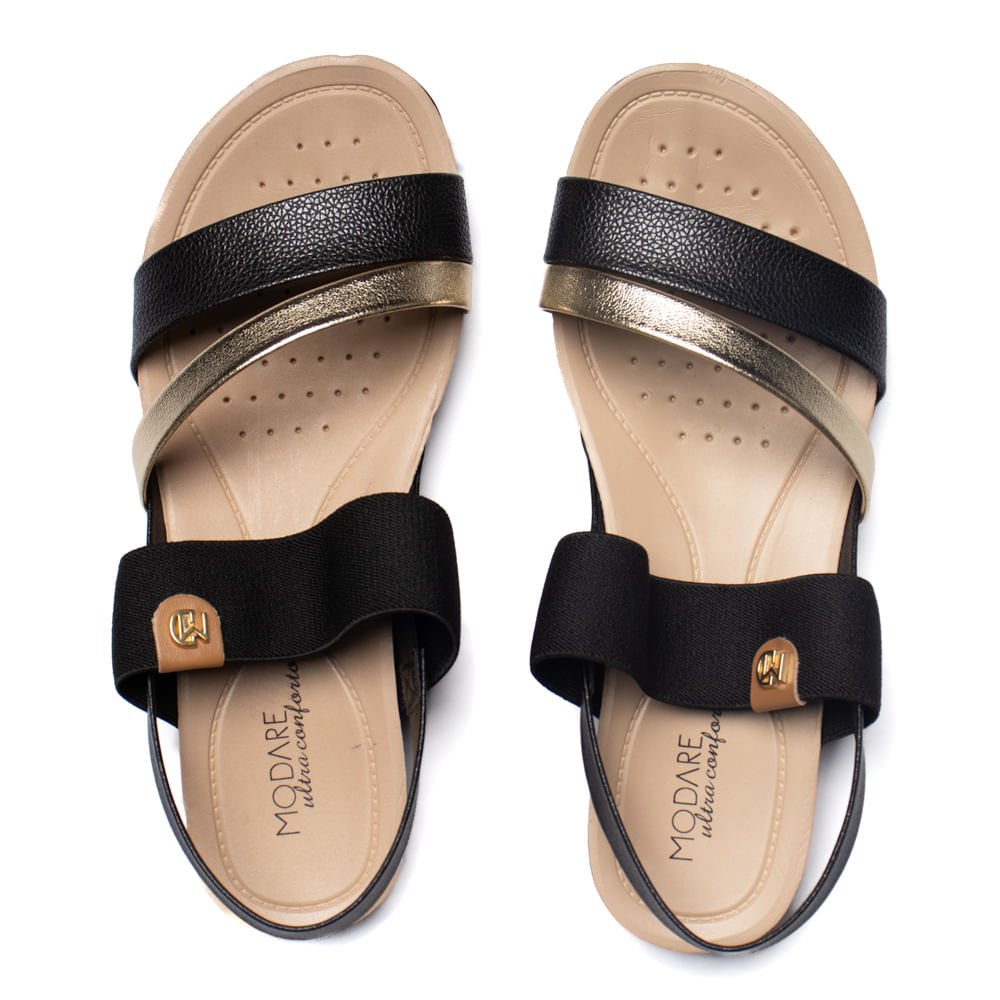 Sandália Feminina Modare Napa Elástico Preta/Dourada Preto/Dourado 4