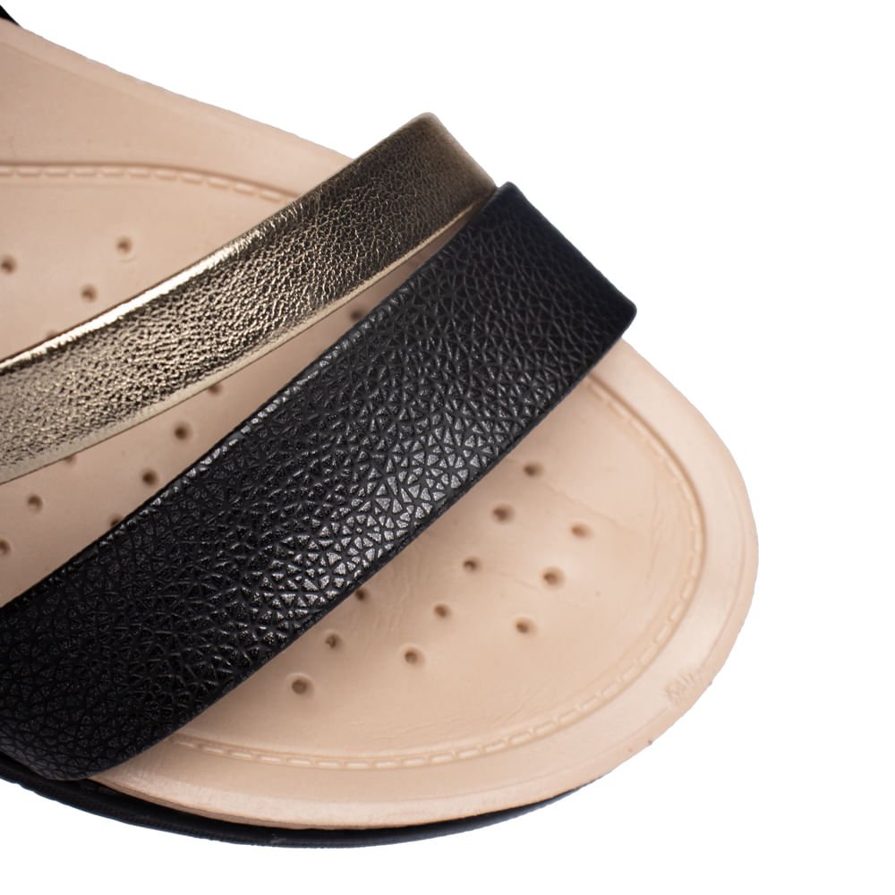 Sandália Feminina Modare Napa Elástico Preta/Dourada Preto/Dourado 5
