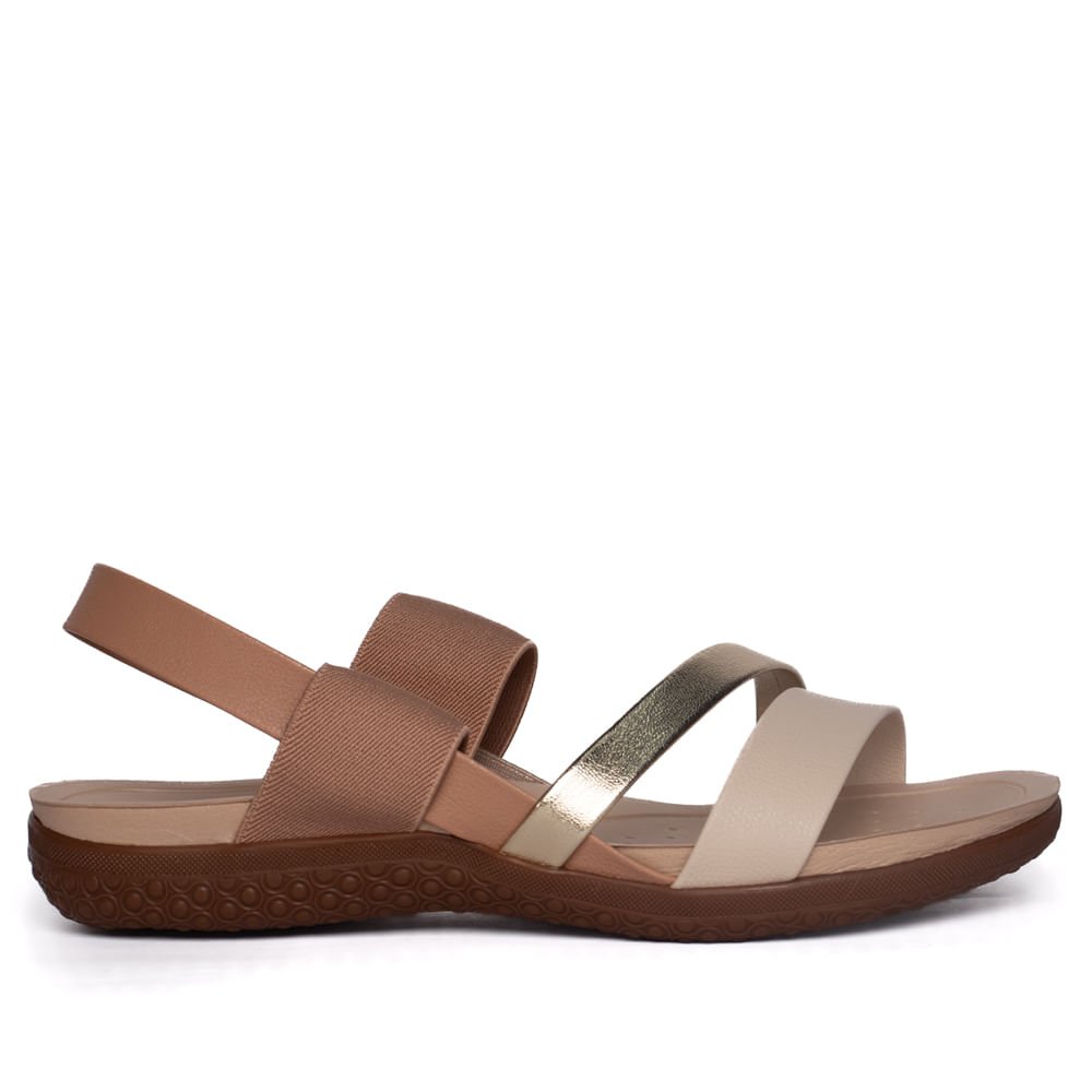 Sandália Feminina Modare Ultra Conforto Nude/Dourado