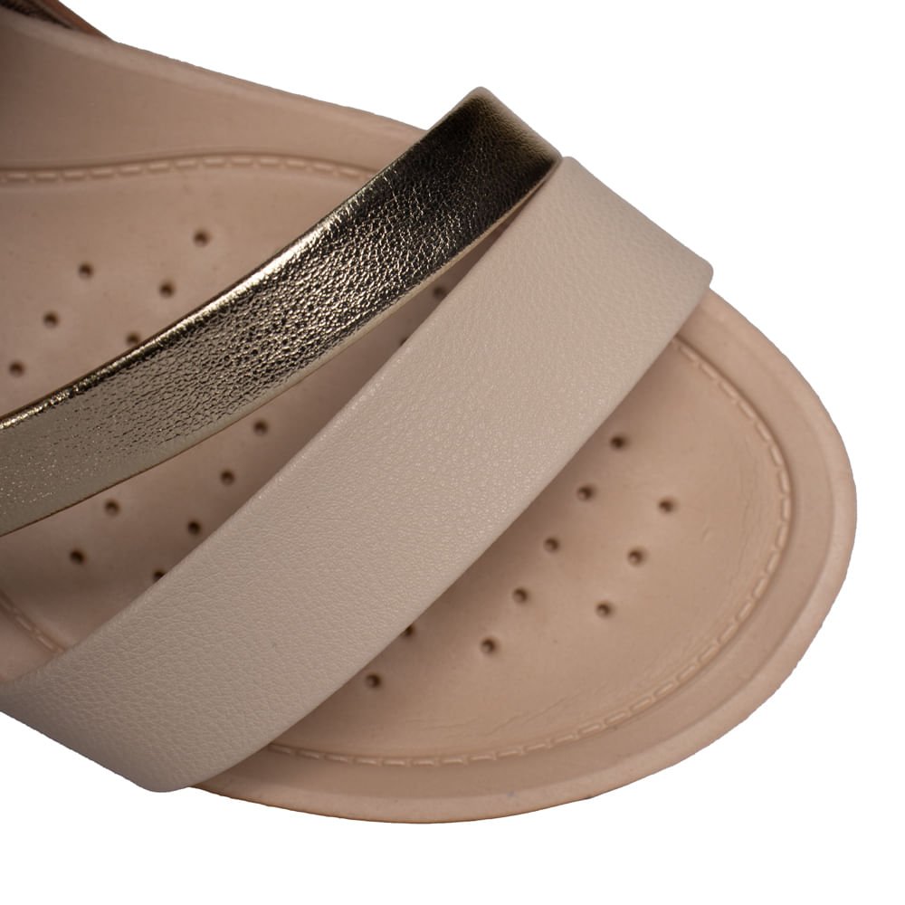 Sandália Feminina Modare Ultra Conforto Nude/Dourado Nude 5