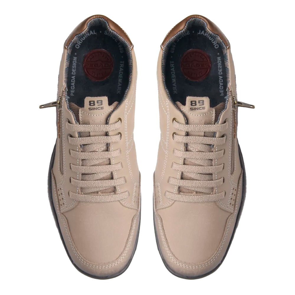 Sapatênis Masculino Pegada Napa Zíper Areia Areia 4