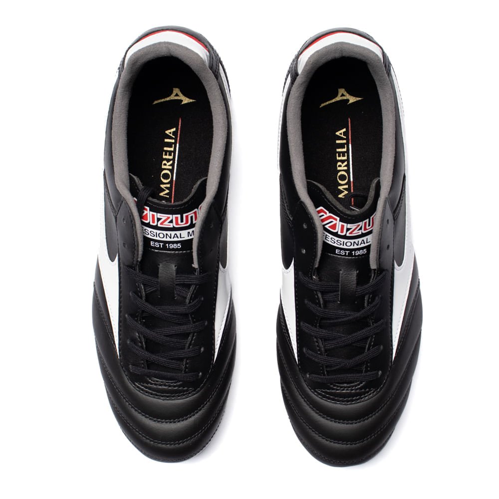 Chuteira Campo Mizuno Morelia II Pro K-Leather Preto/Branco Preto/Branco 4