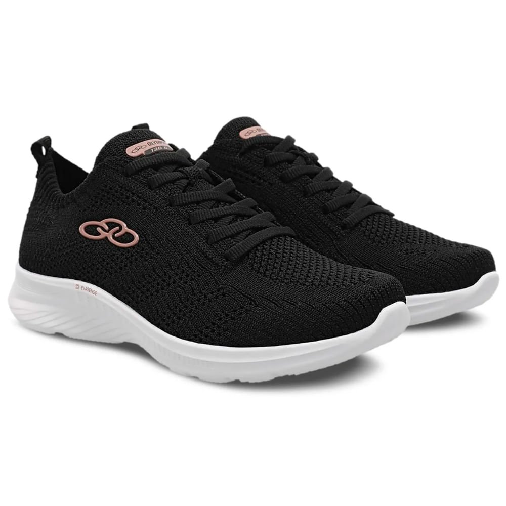 Tênis Feminino Olympikus 130G Ultraleve Hypersox Preto/Rose Preto/Rosa 4