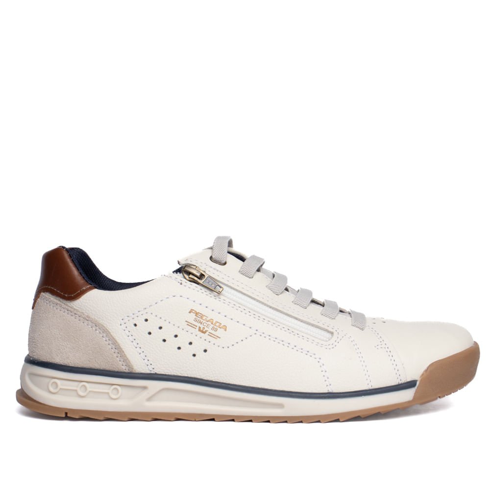 Sapatênis Masculino Pegada Bassik em Couro Off White