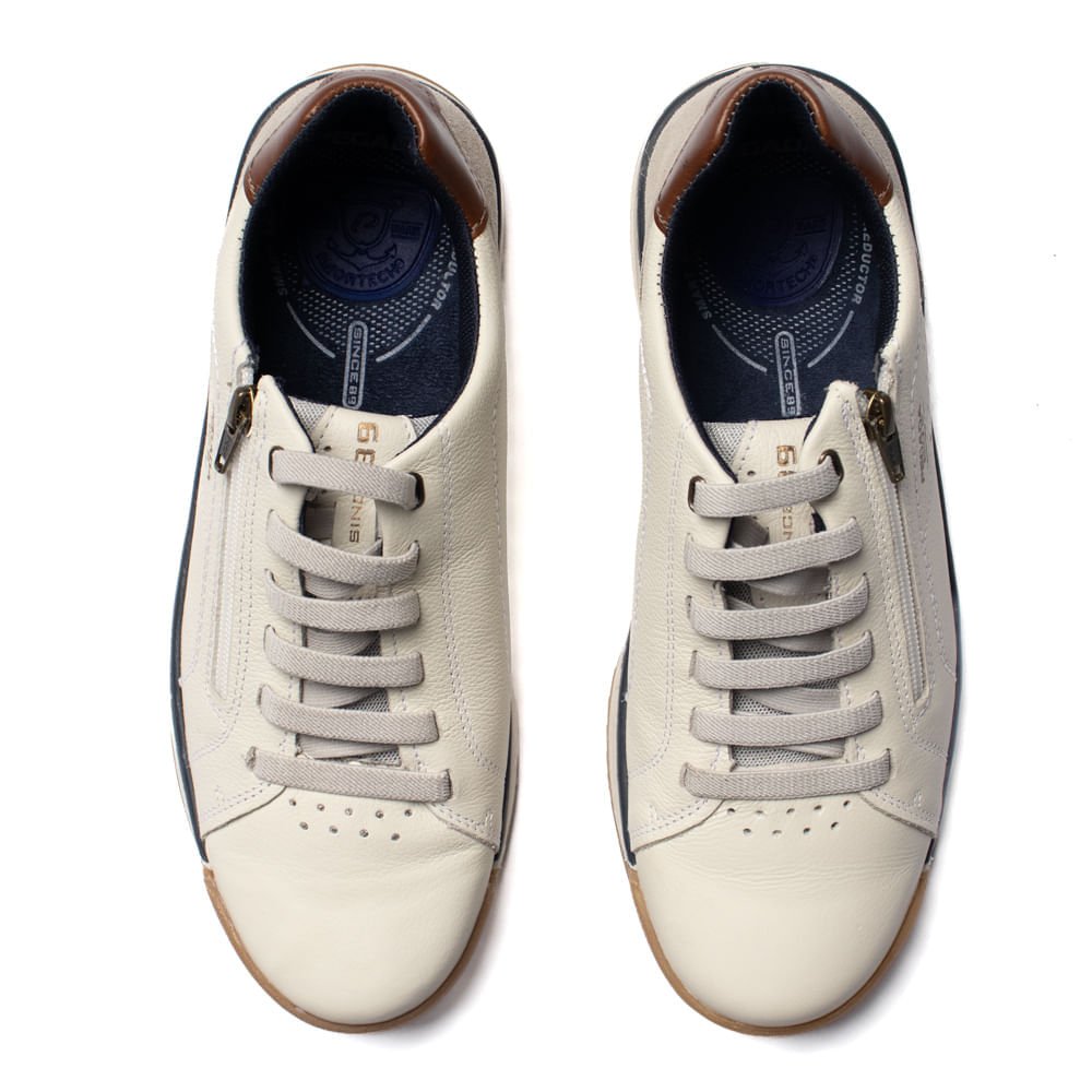 Sapatênis Masculino Pegada Bassik em Couro Off White Off White 4