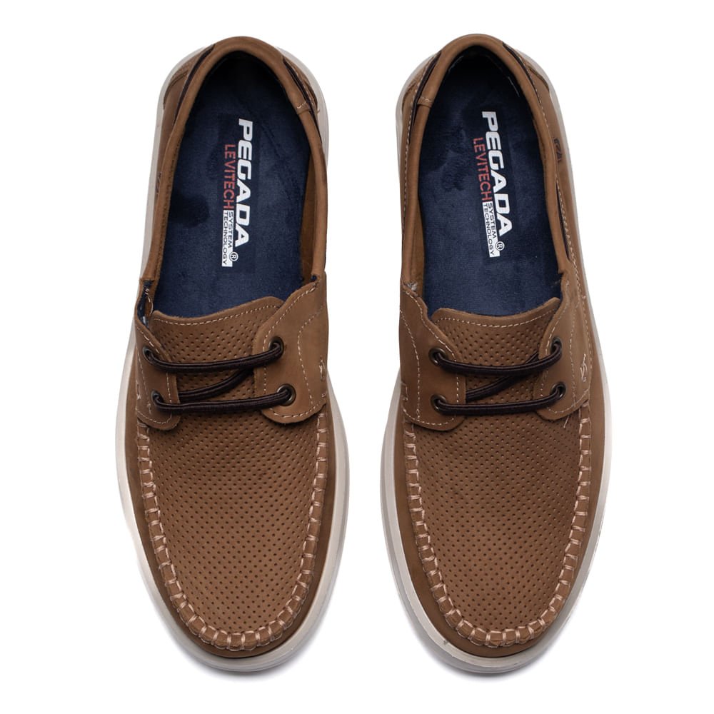Sapato Masculino Pegada Couro Levitech Conforto Marrom Marrom 4