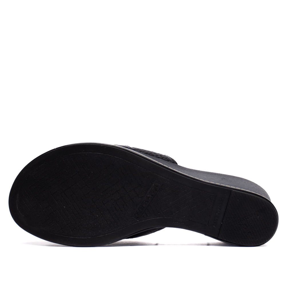 Tamanco Feminino Pegada Couro Anabela Texturizado Preto/Bege Preto/Bege 2