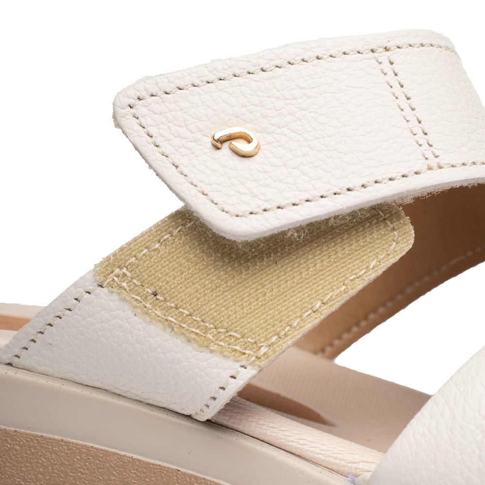 Tamanco Feminino Pegada Couro Super Soft Laço Off White/Bege Off White 6