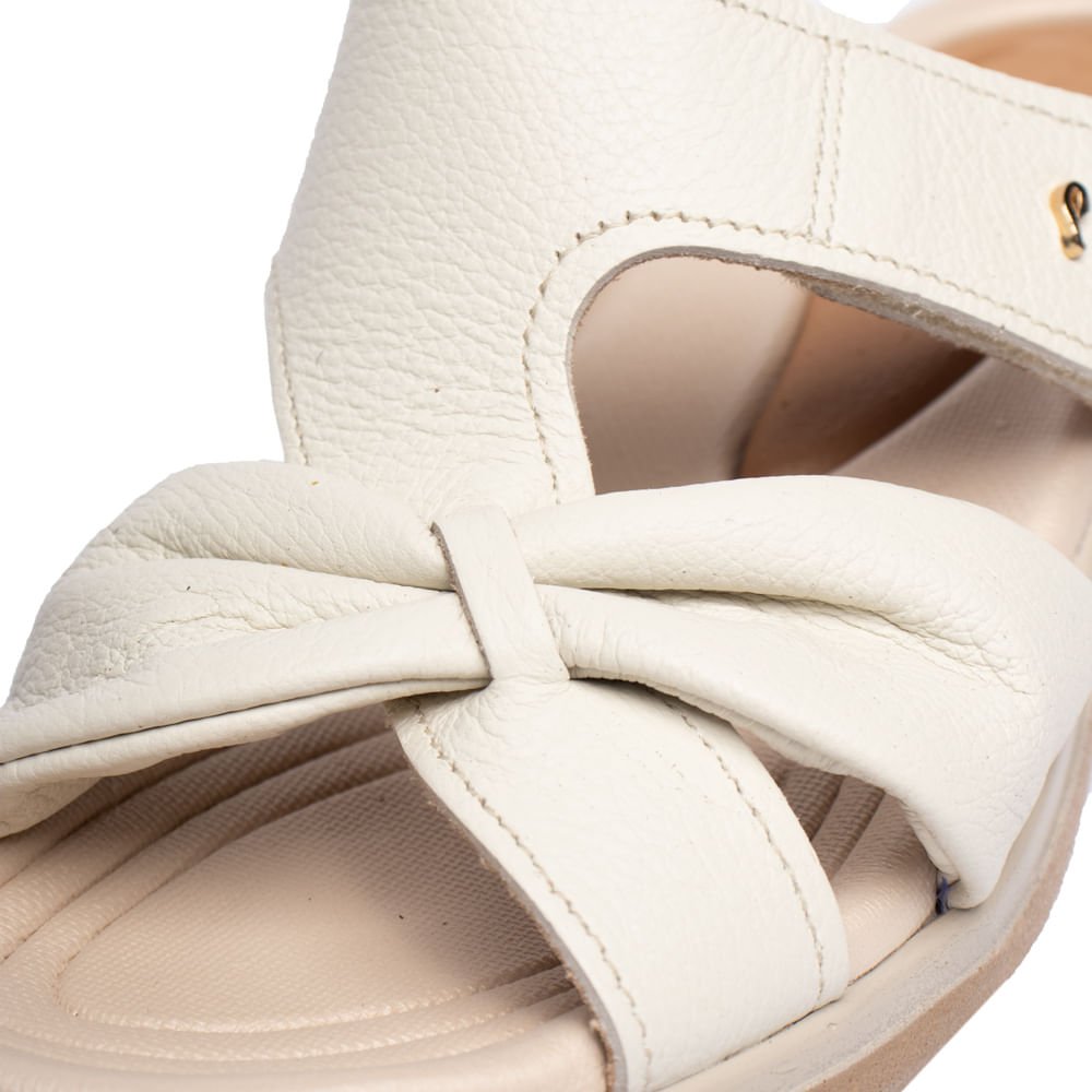 Tamanco Feminino Pegada Couro Super Soft Laço Off White/Bege Off White 5