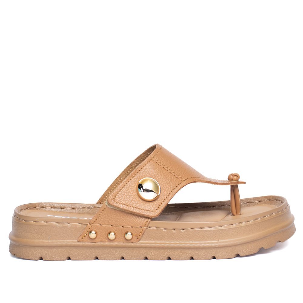 Chinelo Feminino Pegada Grace Couro Levitech Caramelo Caramelo 2