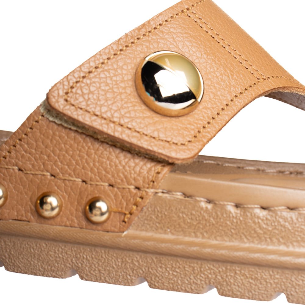 Chinelo Feminino Pegada Grace Couro Levitech Caramelo Caramelo 4