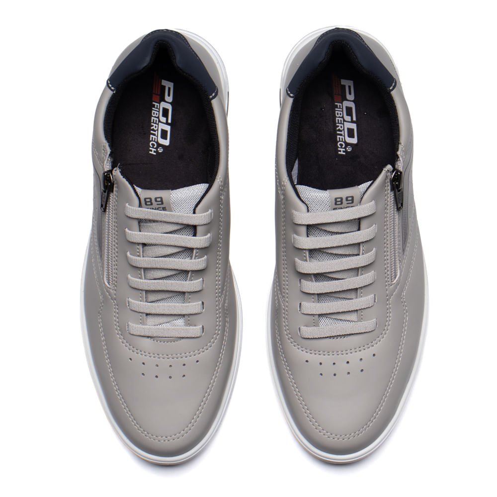 Sapatênis Masculino Pegada Shock Resist Zíper Branco/Cinza Cinza/Branco 4