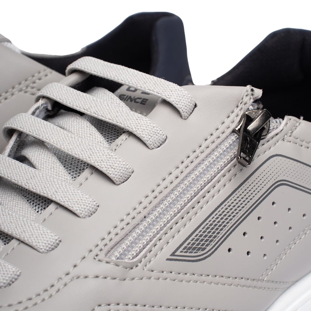 Sapatênis Masculino Pegada Shock Resist Zíper Branco/Cinza Cinza/Branco 6