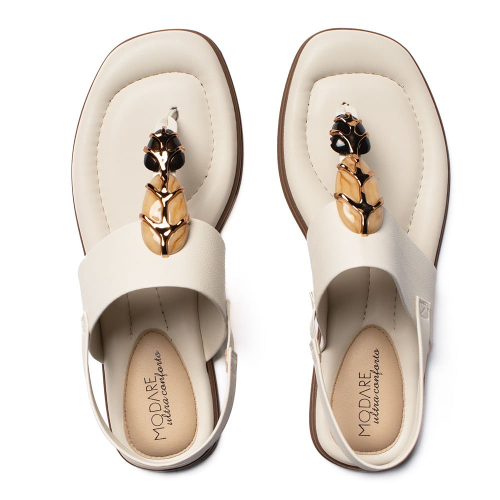 Sandália Rasteira Feminina Modare com Pedraria Off White Off White 4