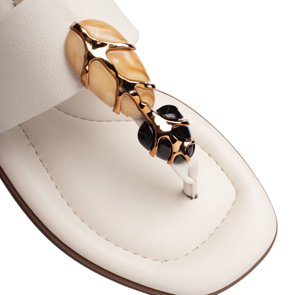 Sandália Rasteira Feminina Modare com Pedraria Off White Off White 5