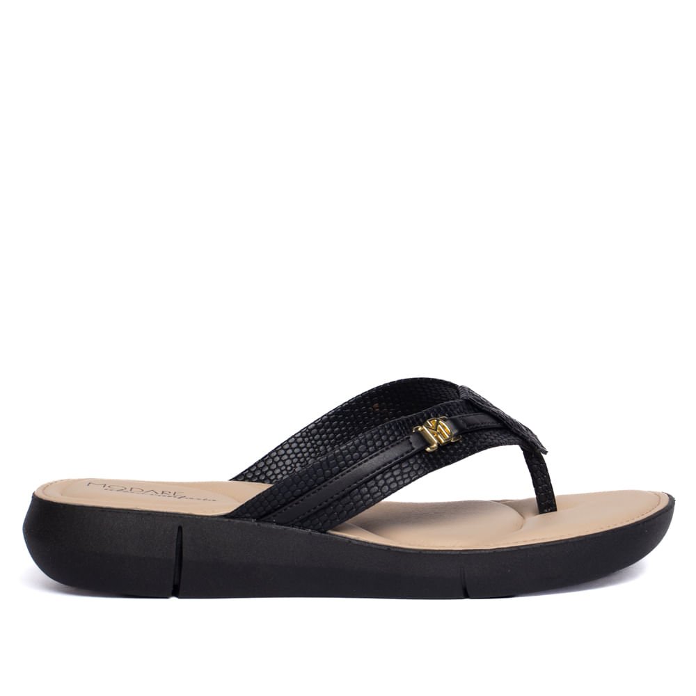 Chinelo Feminino Modare Anabela com Textura Preto Preto 2