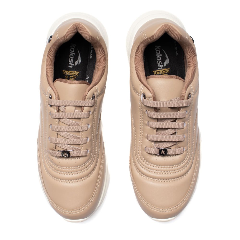 Tênis Feminino Kolosh Esportivo Calce Fácil Marrom Claro Marrom Claro 4